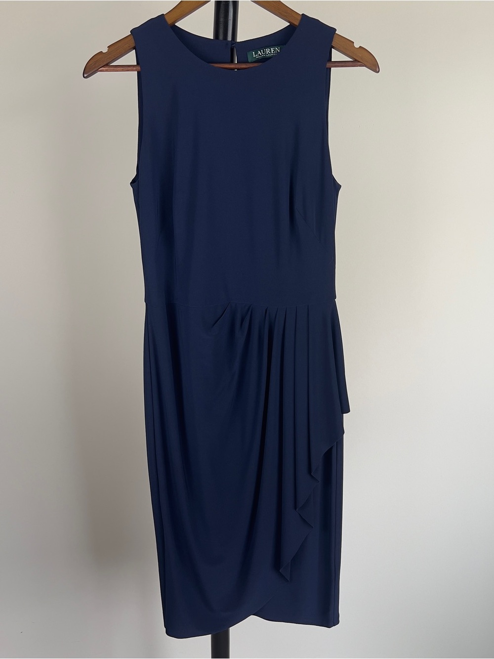 Lauren Ralph Lauren Navy Blue Ruched Sheath Dress Size 6